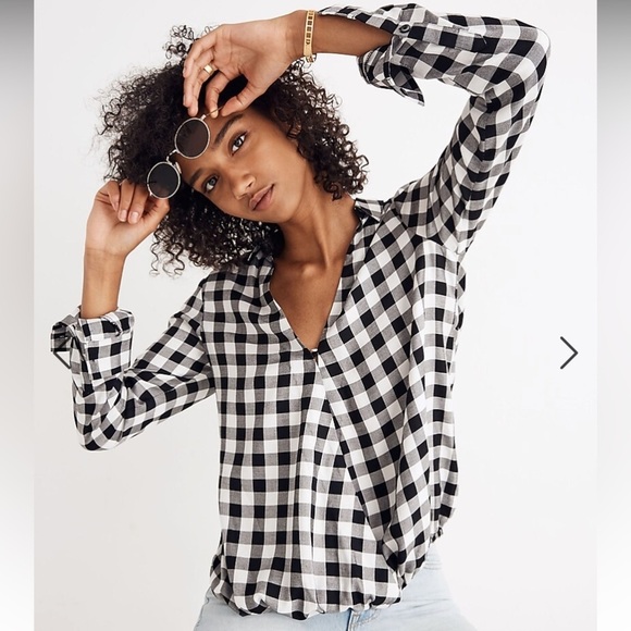 Madewell Tops - Madewell Wrap-Front Shirt in Buffalo Check j 8069